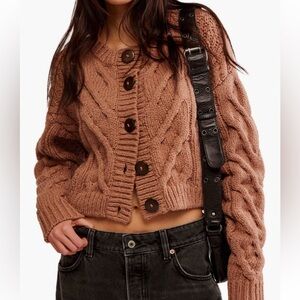 Free People camel bonfire cardigan